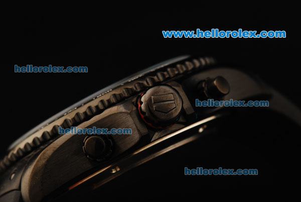 Tag Heuer Grand Carrera Chronograph Quartz Movement PVD Case with Black Dial and Black Rubber Strap - Click Image to Close
